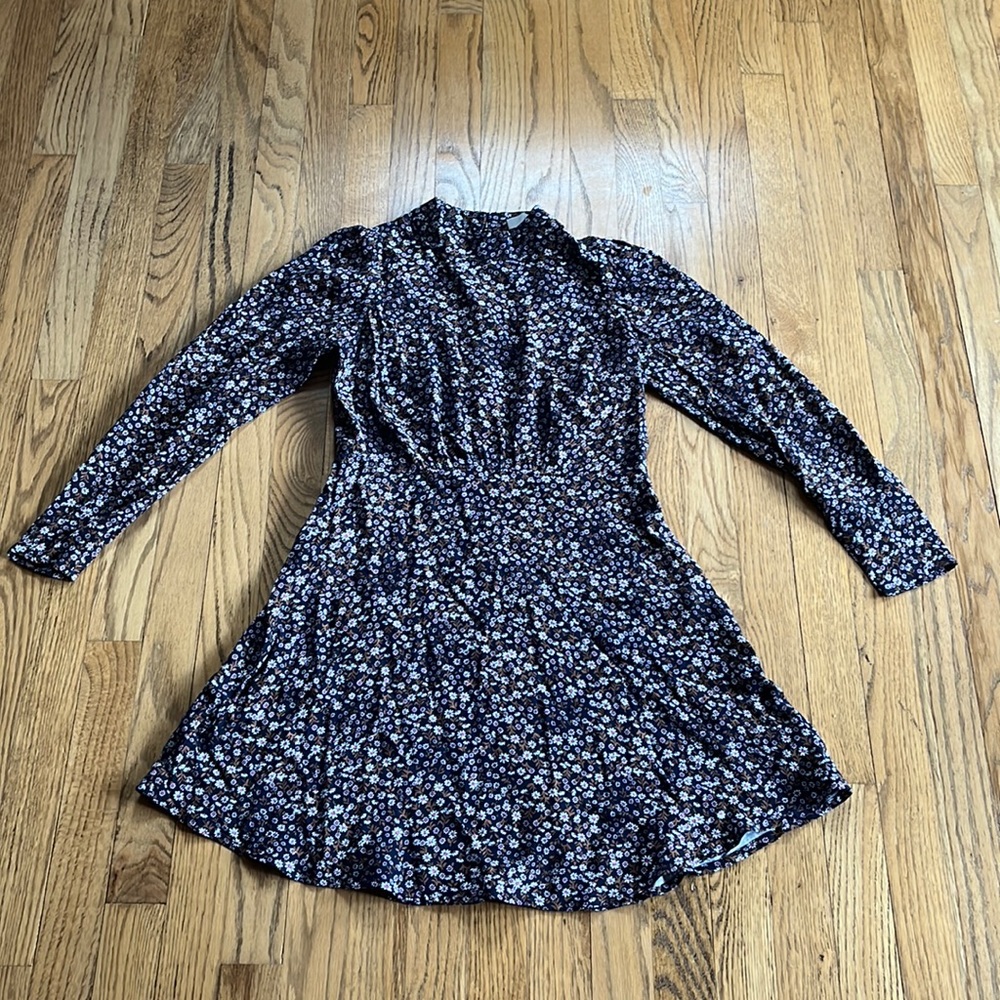 Loft floral, long sleeve mini dress